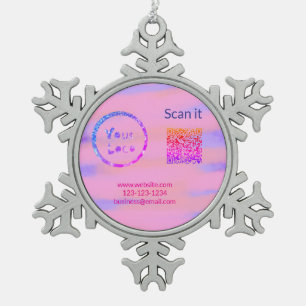 Einfacher minimaler q r Code Hinzufügen Logo Scan- Schneeflocken Zinn-Ornament