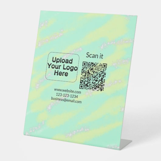 Einfacher minimaler q r Code Hinzufügen Logo Scan- Sockelschild (Vorderseite)