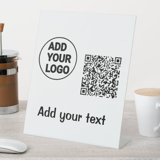 Einfacher minimaler q r Code Hinzufügen Logo-Scan- Sockelschild (In Situ)