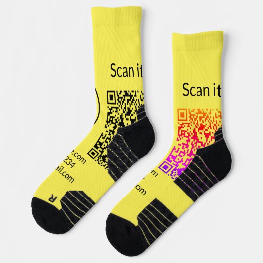 Einfacher minimaler q r Code Hinzufügen Logo Scan- Socken (Links)