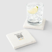 Einfacher minimaler q r Code Hinzufügen Logo Scan- Steinuntersetzer (Seitenansicht)