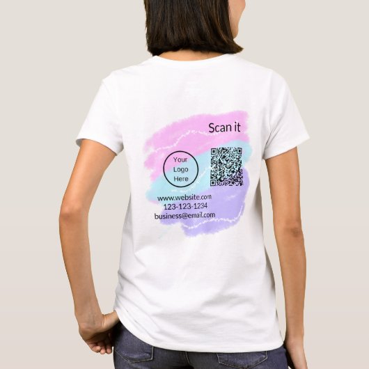 Einfacher minimaler q r Code Hinzufügen Logo Scan- T-Shirt (Rückseite)