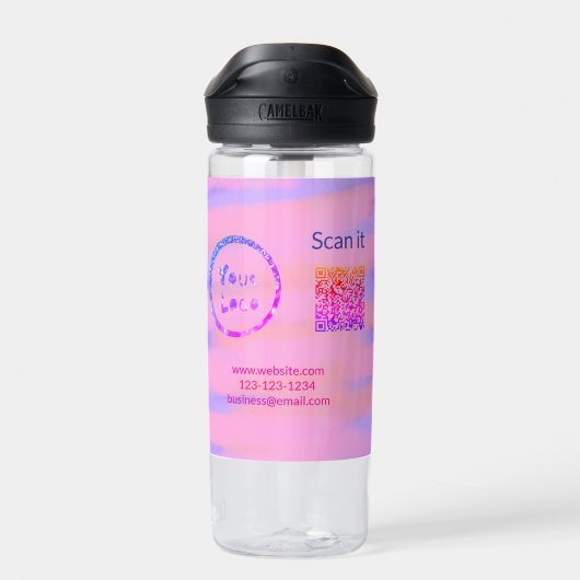 Einfacher minimaler q r Code Hinzufügen Logo Scan- Trinkflasche (Rückseite)