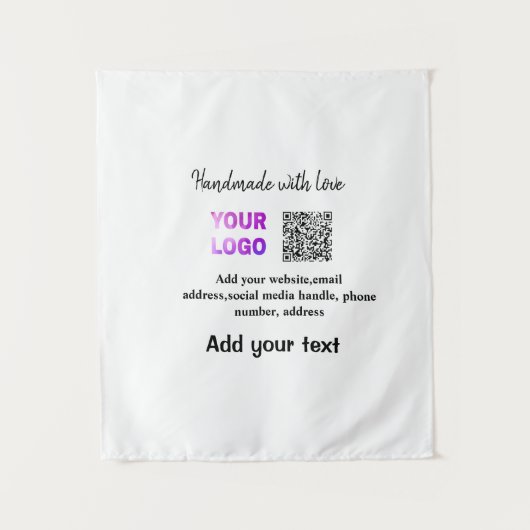 Einfacher minimaler q r Code Hinzufügen Logo-Scan- Wandteppich (Vorderseite)