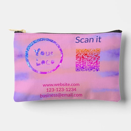 Einfacher minimaler q r Code Hinzufügen Logo Scan- Zubehörtasche (Vorderseite)