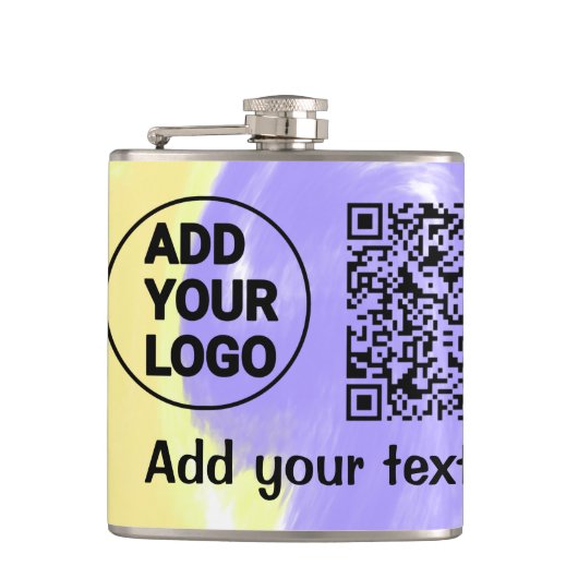 Einfacher minimaler QR-Code-Logo-Scan-Code-Name Te Flachmann (Vorderseite)