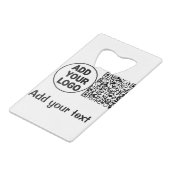 Einfacher minimaler QR-Code-Logo-Scan-Code-Name te Geldbeutel Flaschenöffner (Vorderseite Schrägansicht)