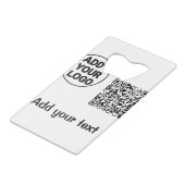 Einfacher minimaler QR-Code-Logo-Scan-Code-Name te Geldbeutel Flaschenöffner (Rückseite Schrägansicht)