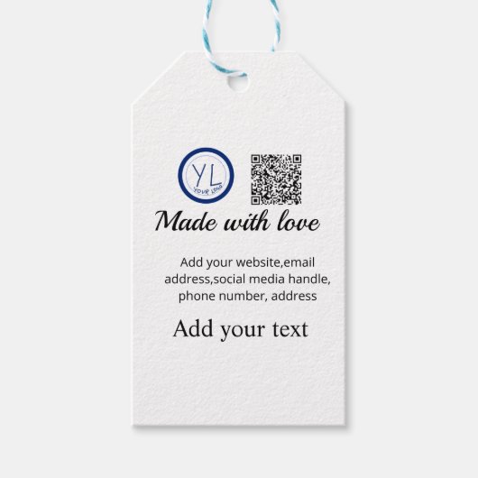 Einfacher minimaler QR-Code-Logo-Scan-Code-Name te Geschenkanhänger (Vorderseite)