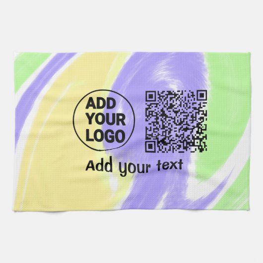 Einfacher minimaler QR-Code-Logo-Scan-Code-Name te Geschirrtuch (Horizontal)