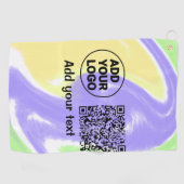 Einfacher minimaler QR-Code-Logo-Scan-Code-Name te Golfhandtuch (Horizontal)