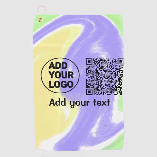Einfacher minimaler QR-Code-Logo-Scan-Code-Name te Golfhandtuch (Vorderseite)