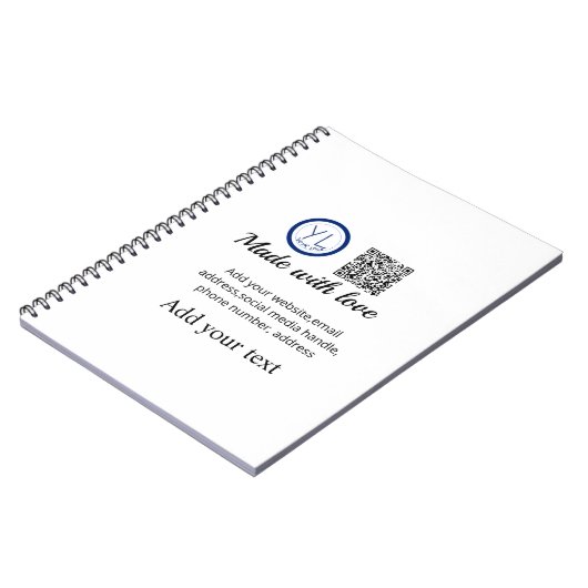 Einfacher minimaler QR-Code-Logo-Scan-Code-Name te Notizblock (Linke Seite)