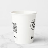 Einfacher minimaler QR-Code-Logo-Scan-Code-Name te Pappbecher (Links)
