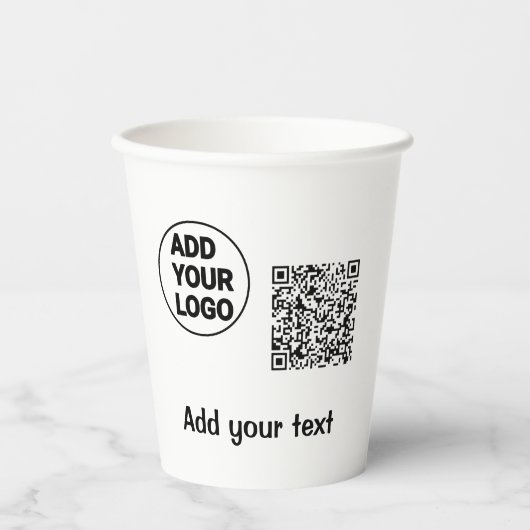 Einfacher minimaler QR-Code-Logo-Scan-Code-Name te Pappbecher (Vorderseite)