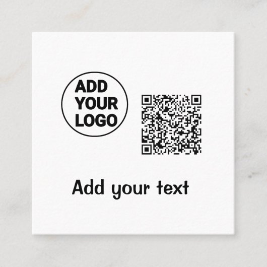 Einfacher minimaler QR-Code-Logo-Scan-Code-Name te Quadratische Visitenkarte (Vorderseite)