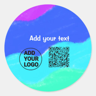 Einfacher minimaler QR-Code-Logo-Scan-Code-Name te Runder Aufkleber