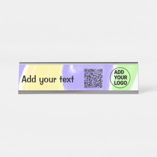 Einfacher minimaler QR-Code-Logo-Scan-Code-Name te Schreibtischnamensplakette (Vorderseite )