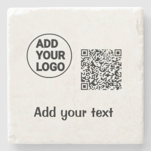 Einfacher minimaler QR-Code-Logo-Scan-Code-Name te Steinuntersetzer