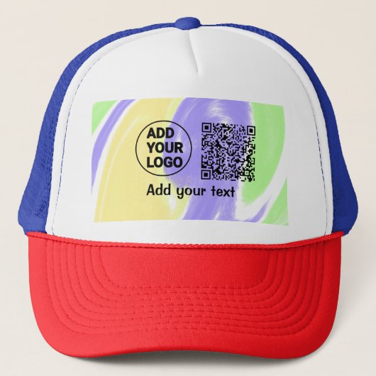 Einfacher minimaler QR-Code-Logo-Scan-Code-Name te Truckerkappe (Vorderseite)