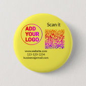 Einfacher minimaler QR-Code-Logo-Scan-Code-Name wi Button (Vorderseite)