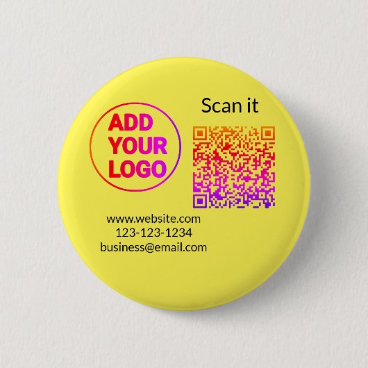 Einfacher minimaler QR-Code-Logo-Scan-Code-Name wi Button (Vorderseite)
