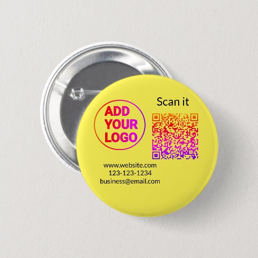 Einfacher minimaler QR-Code-Logo-Scan-Code-Name wi Button (Vorne & Hinten)