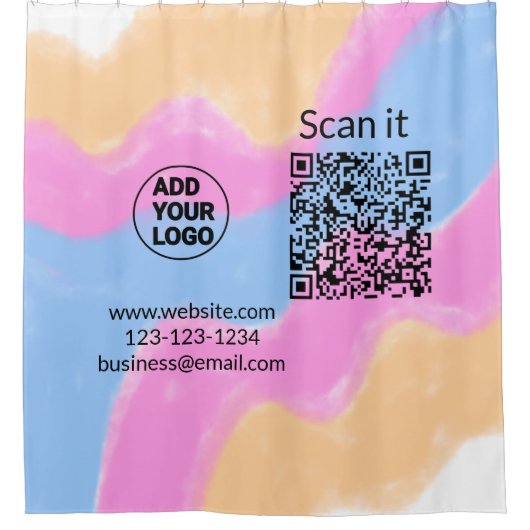 Einfacher minimaler QR-Code-Logo-Scan-Code-Name wi Duschvorhang (Vorderseite)