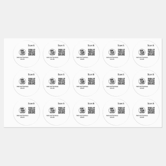 Einfacher minimaler QR-Code-Logo-Scan-Code-Name wi Etiketten (Blatt)
