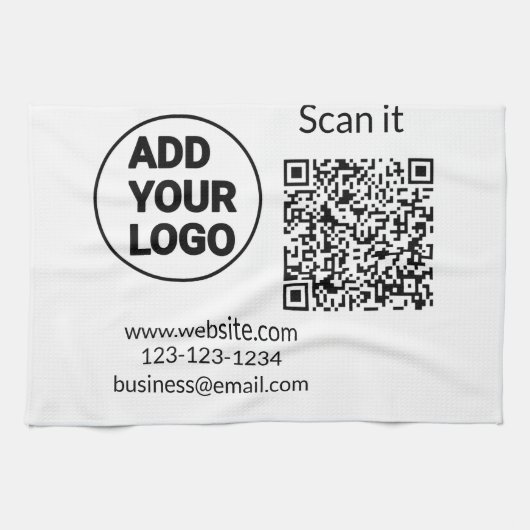 Einfacher minimaler QR-Code-Logo-Scan-Code-Name wi Geschirrtuch (Horizontal)
