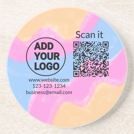 Einfacher minimaler QR-Code-Logo-Scan-Code-Name wi Getränkeuntersetzer (Vorne)