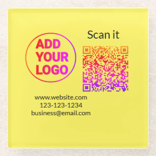 Einfacher minimaler QR-Code-Logo-Scan-Code-Name wi Glasuntersetzer