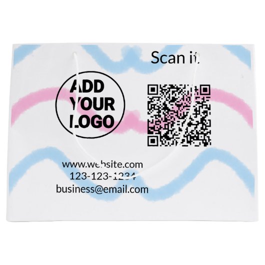 Einfacher minimaler QR-Code-Logo-Scan-Code-Name wi Große Geschenktüte (Vorderseite)