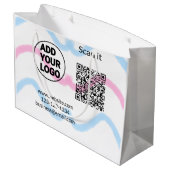 Einfacher minimaler QR-Code-Logo-Scan-Code-Name wi Große Geschenktüte (Rückseite Schrägansicht)