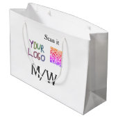 Einfacher minimaler QR-Code-Logo-Scan-Code-Name wi Große Geschenktüte (Rückseite Schrägansicht)