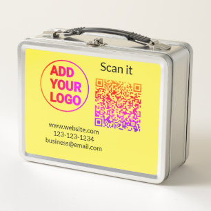 Einfacher minimaler QR-Code-Logo-Scan-Code-Name wi Metall Brotdose