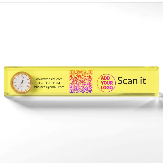 Einfacher minimaler QR-Code-Logo-Scan-Code-Name wi Namensplakette (Vorderseite)