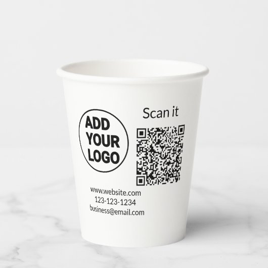 Einfacher minimaler QR-Code-Logo-Scan-Code-Name wi Pappbecher (Vorderseite)
