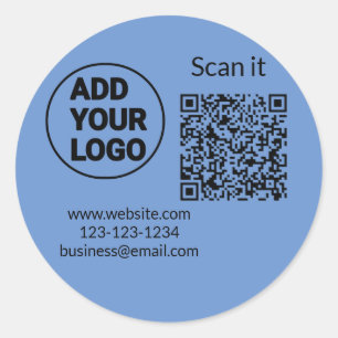 Einfacher minimaler QR-Code-Logo-Scan-Code-Name wi Runder Aufkleber