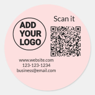 Einfacher minimaler QR-Code-Logo-Scan-Code-Name wi Runder Aufkleber