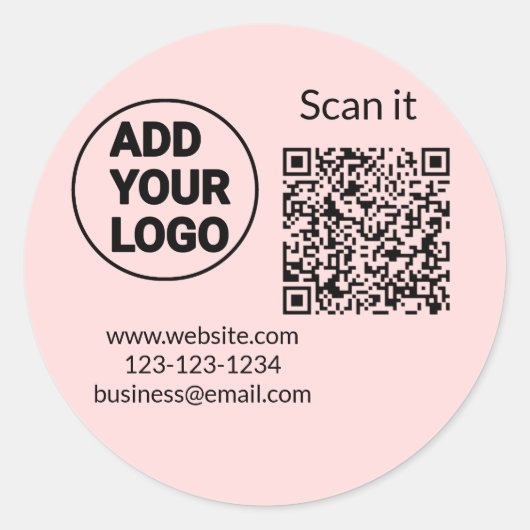 Einfacher minimaler QR-Code-Logo-Scan-Code-Name wi Runder Aufkleber (Vorderseite)