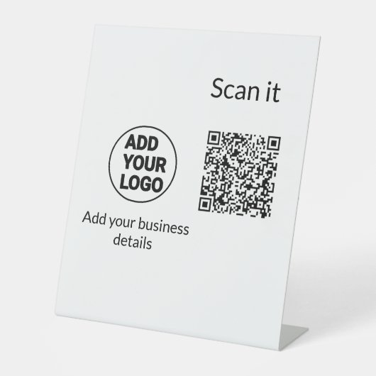 Einfacher minimaler QR-Code-Logo-Scan-Code-Name wi Sockelschild (Vorderseite)