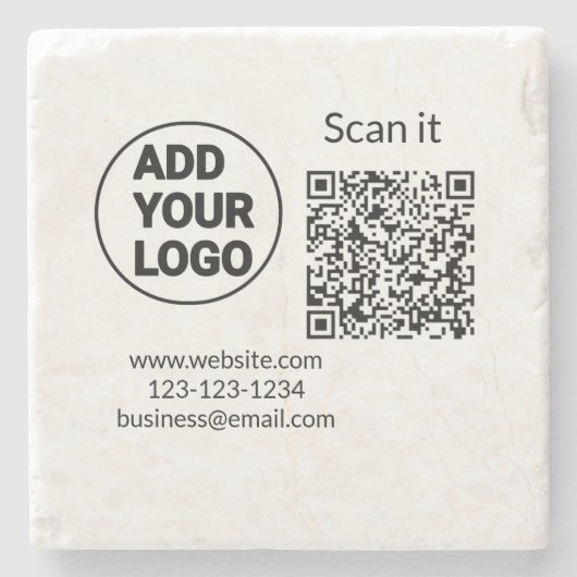 Einfacher minimaler QR-Code-Logo-Scan-Code-Name wi Steinuntersetzer (Vorderseite)