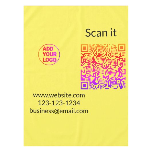 Einfacher minimaler QR-Code-Logo-Scan-Code-Name wi Tischdecke (Vorderseite)