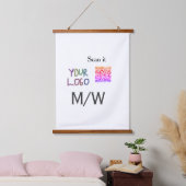Einfacher minimaler QR-Code-Logo-Scan-Code-Name wi Wandteppich Mit Holzrahmen (Schlafzimmer)