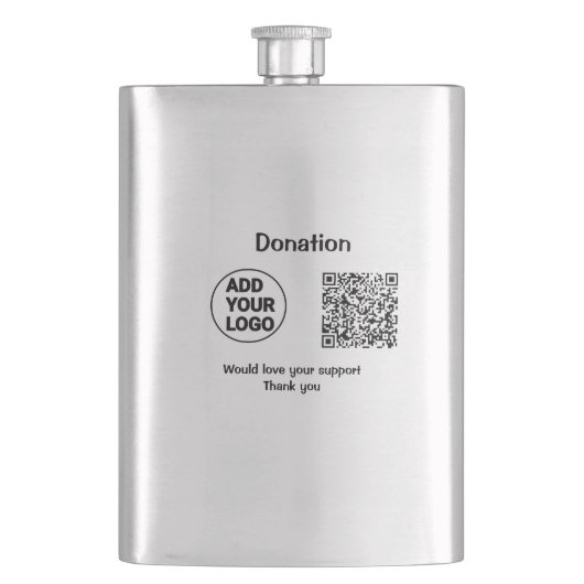 Einfacher minimaler QR-Code-Logo-Text für soziale Flachmann (Vorderseite)