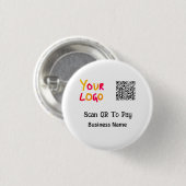 Einfacher minimaler QR-Code zum Bezahlen Logo Firm Button (Vorne & Hinten)