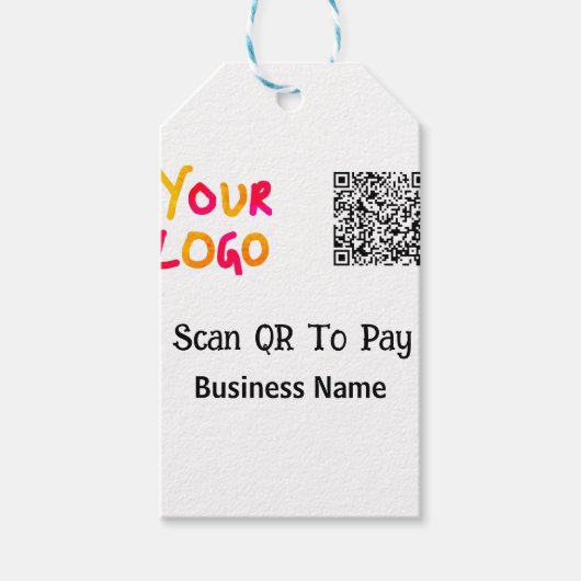 Einfacher minimaler QR-Code zum Bezahlen Logo Firm Geschenkanhänger (Vorderseite)