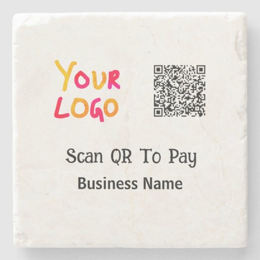 Einfacher minimaler QR-Code zum Bezahlen Logo Firm Steinuntersetzer (Vorderseite)