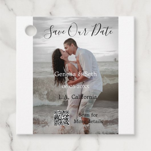 Einfacher minimaler QR-Scan-Code mit Details zum D Geschenkanhänger (Vorderseite)